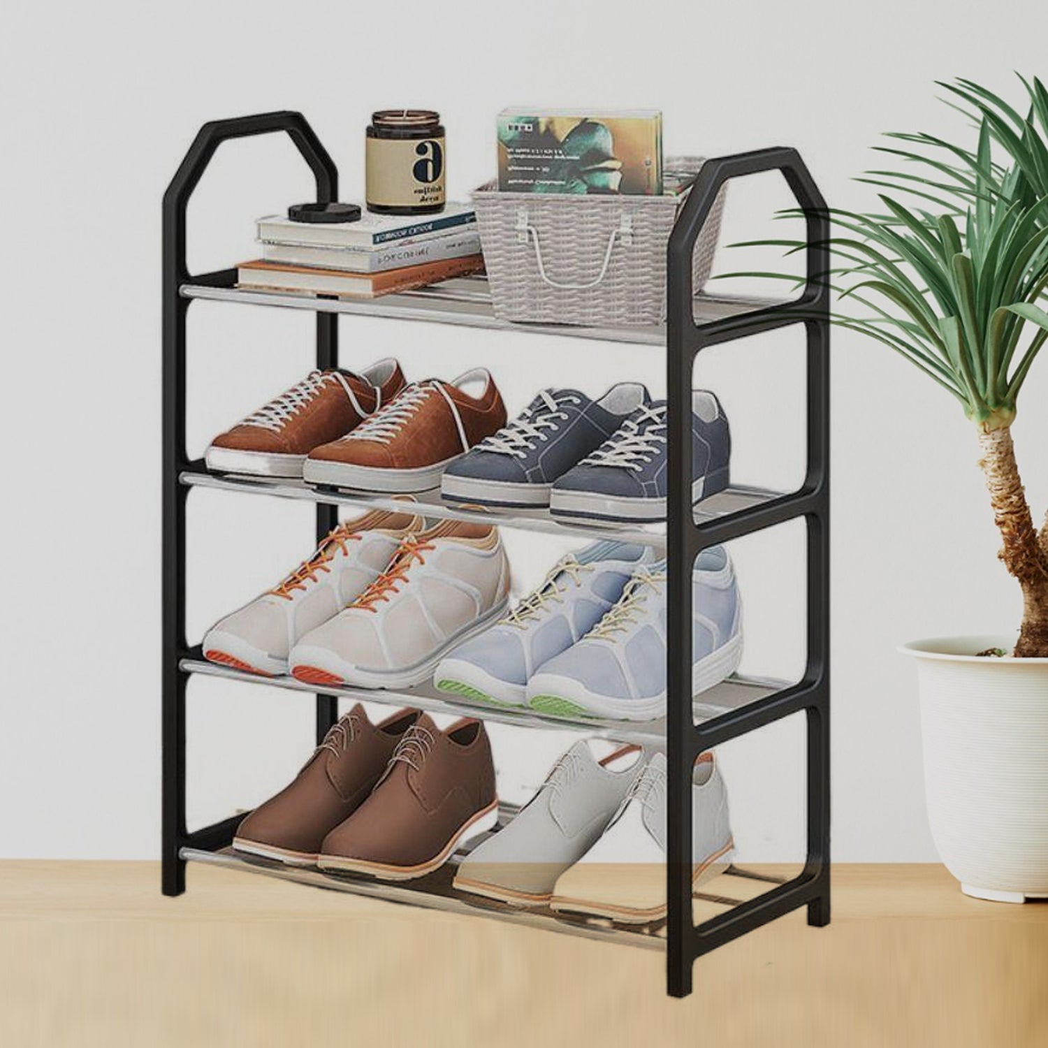 4 Layer Space-saving Shoes Show Rack Folding Shoe Rack (1 Pc) 4 Layer Space-saving Shoes Show Rack Folding Shoe Rack (1 Pc)